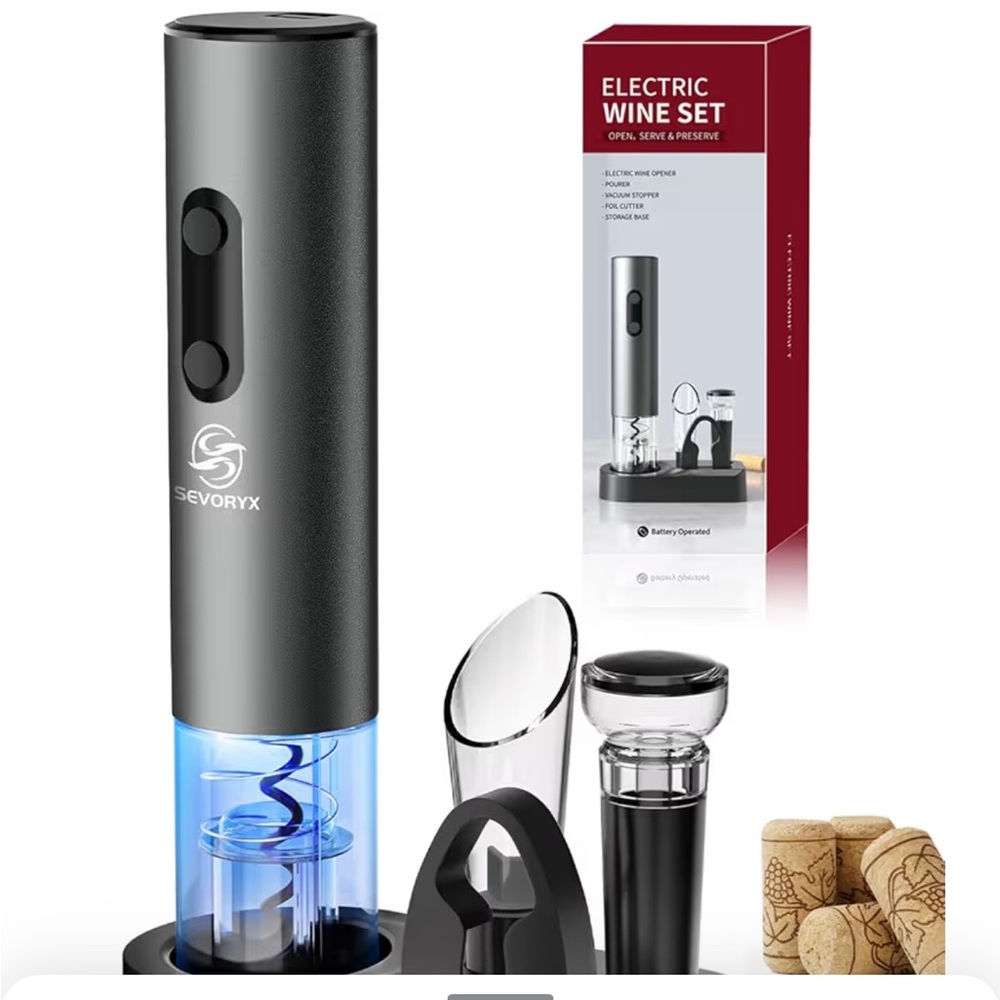 Sevoryx Electric Wine Set with Opener and Accessories